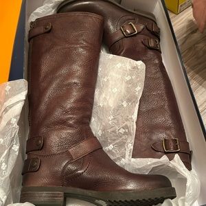 Size 6.5 brown dark chocolate At-Ella knee boots Arturo Chiang nwt